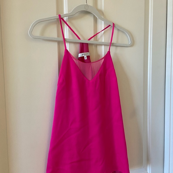 Milly Silk V-Neck Fly Away Tank Top Magenta Pink Size 4 - Picture 2 of 4